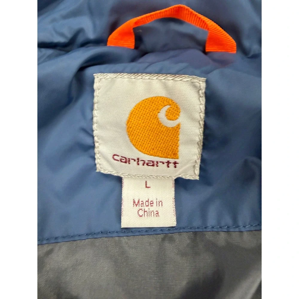 Carhartt Brookville Quilted Nylon Jacket Mens Large Blue Full Zip 102208 476